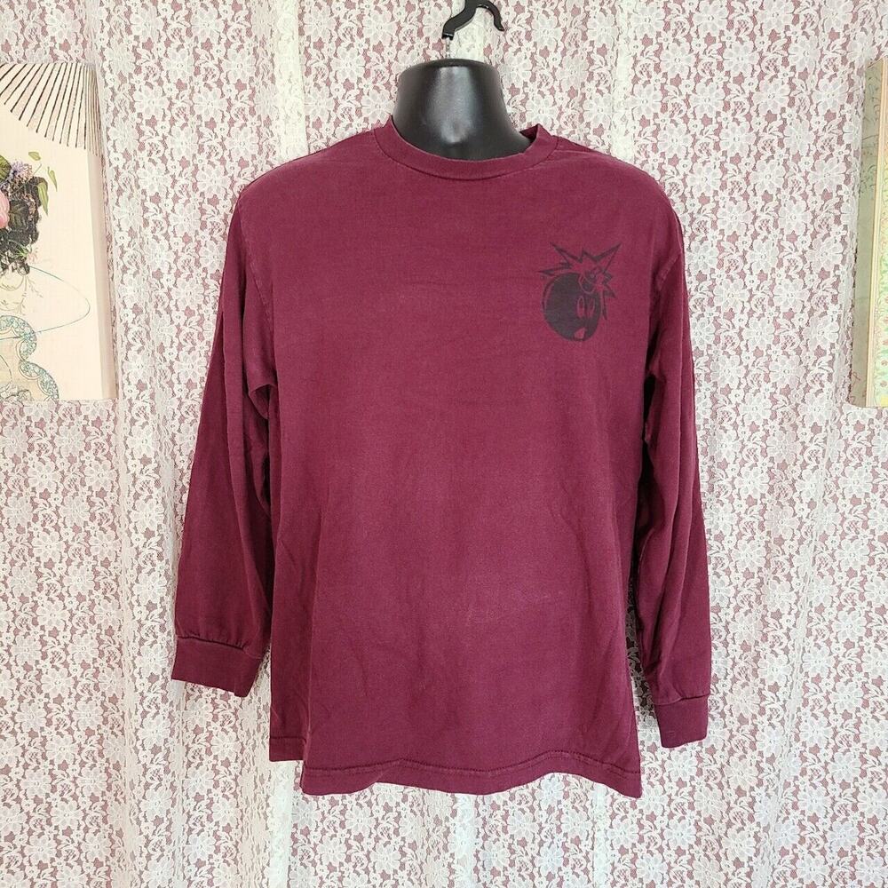 the hundreds maroon cartoon classic logo graphic long sleeve t-shirt size medium